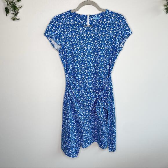 J MCLAUGHLIN Blue Floral Faux Wrap Mini Dress Size Small - Picture 2 of 7
